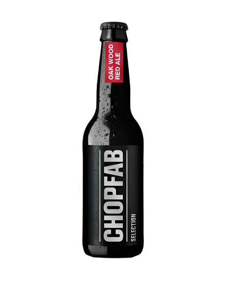 bottiglia di birra artigianale chopfab oak wood red ale front